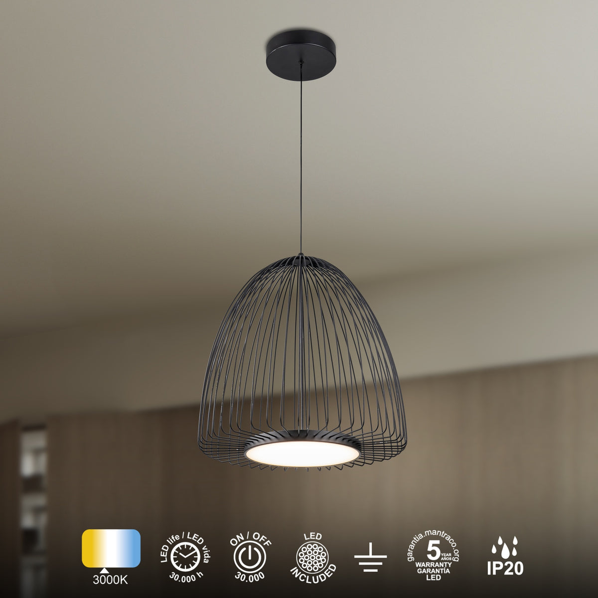 Mantra SMART viseća svjetiljka LED 43W 3000K Ø46CM CRNA