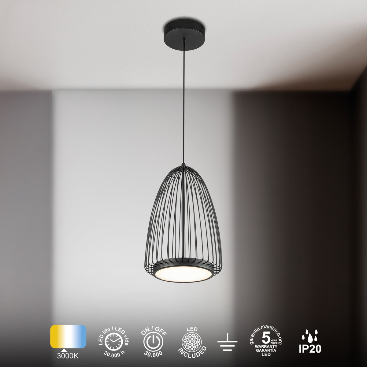 Mantra SMART viseća svjetiljka LED 20W 3000K Ø22CM CRNA
