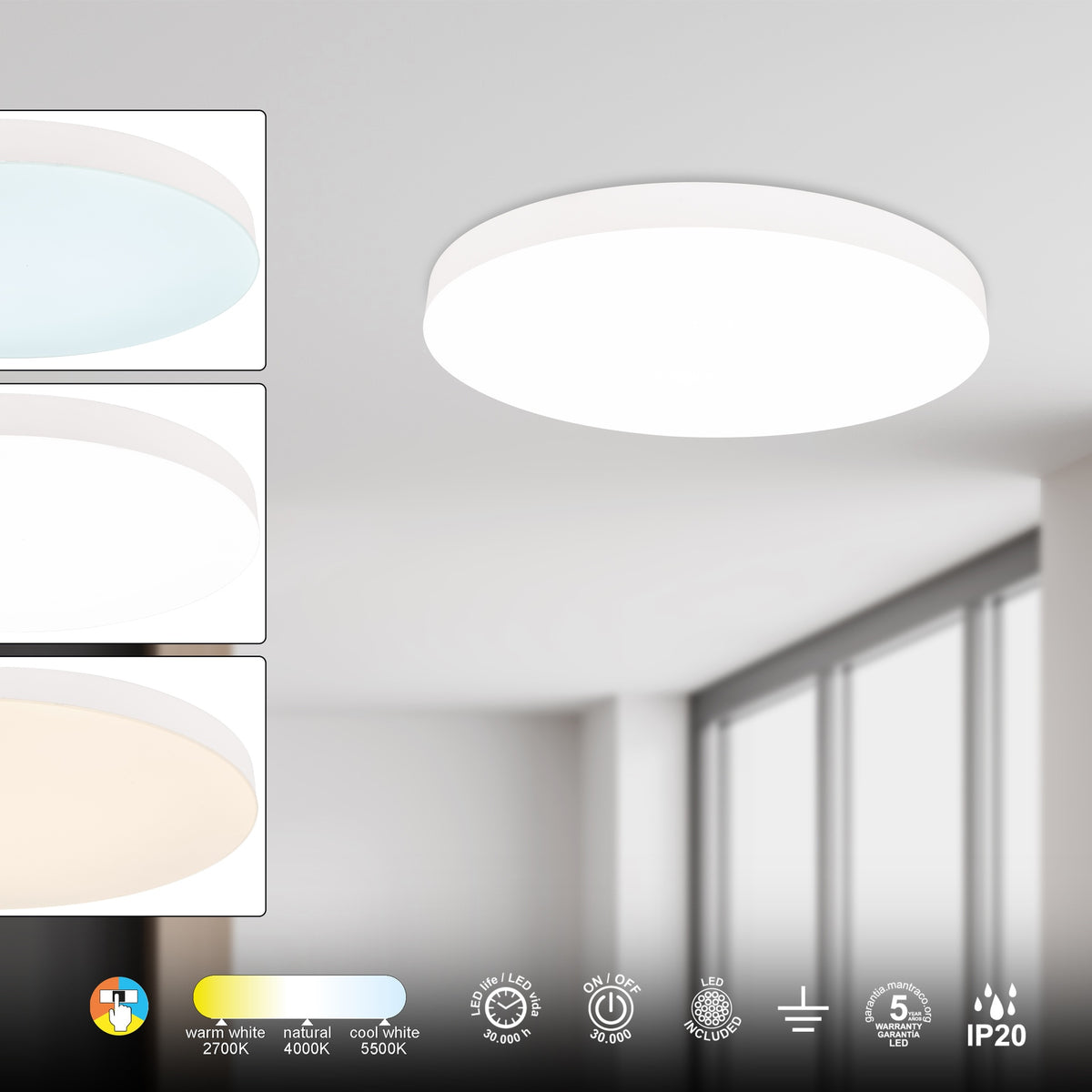 Mantra TURIN stropna svjetiljka LED 40W 50CM CCT BIJELA