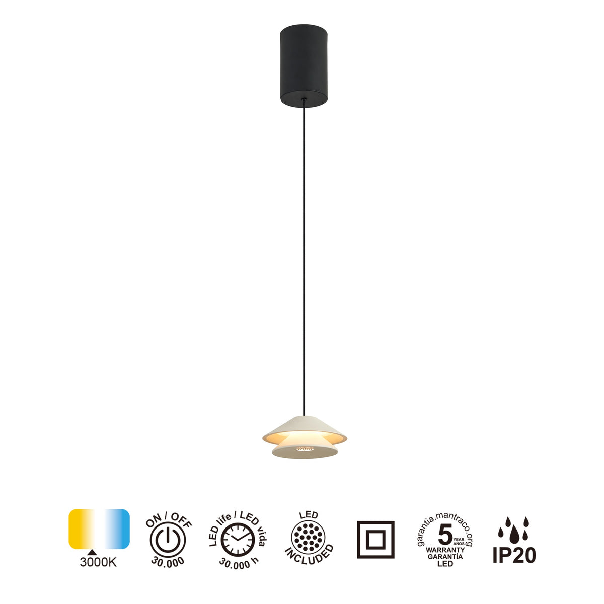 Mantra PICCOLA viseća svjetiljka LED 5W 3000K 130MM BIJELA