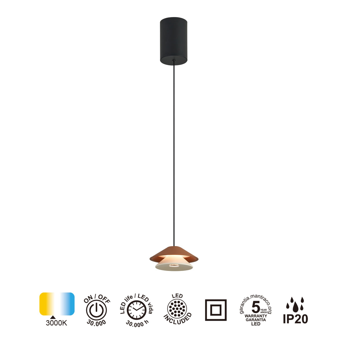 Mantra PICCOLA viseća svjetiljka LED 5W 3000K 130MM SMEĐA