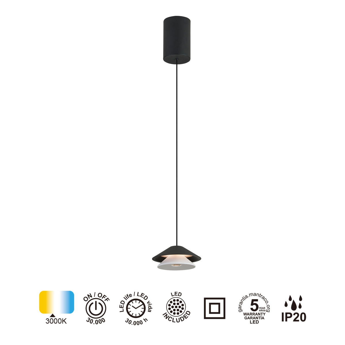 Mantra PICCOLA viseća svjetiljka LED 5W 3000K 130MM CRNA