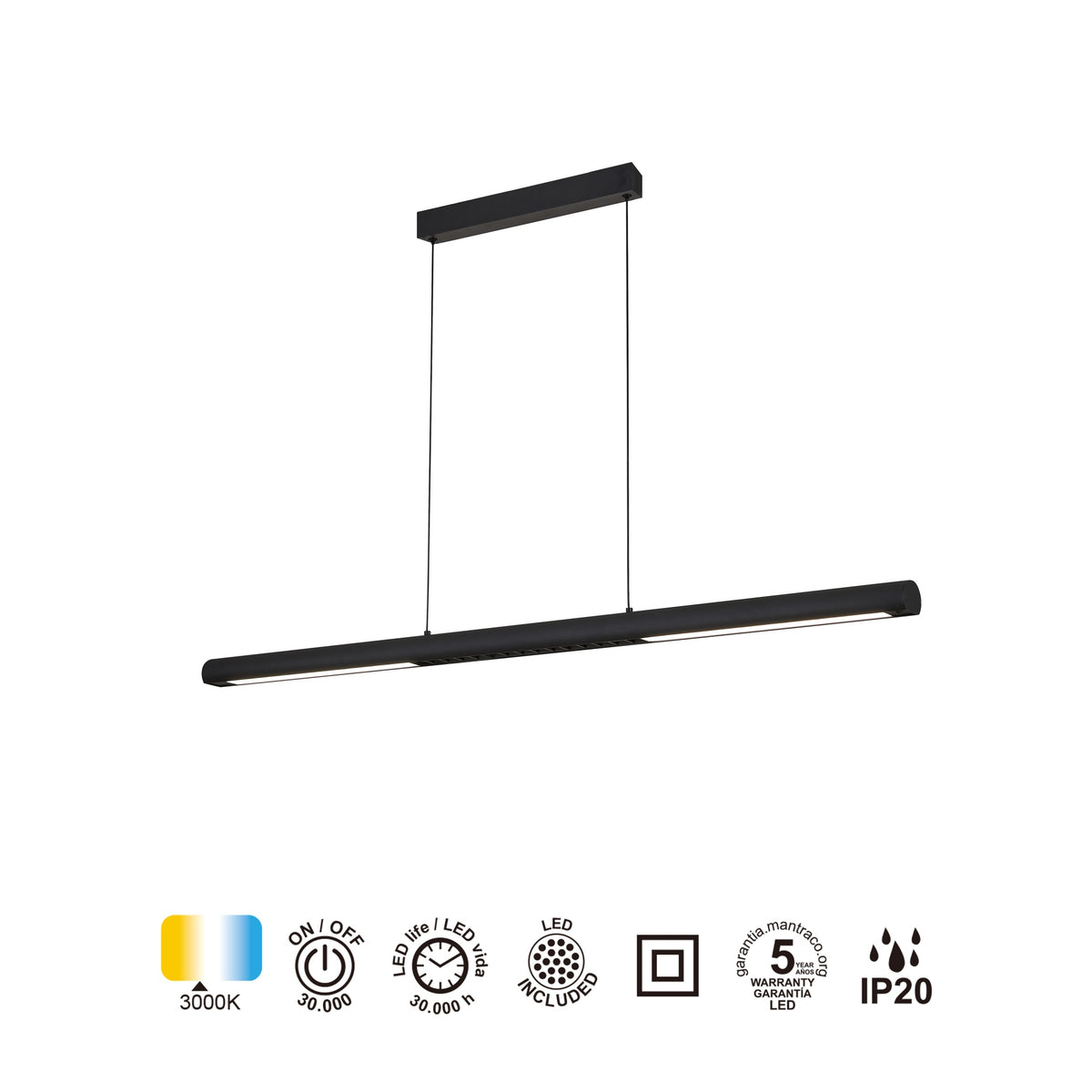 Mantra LINEAL viseća svjetiljka LED 24W 3000K 120CM CRNA