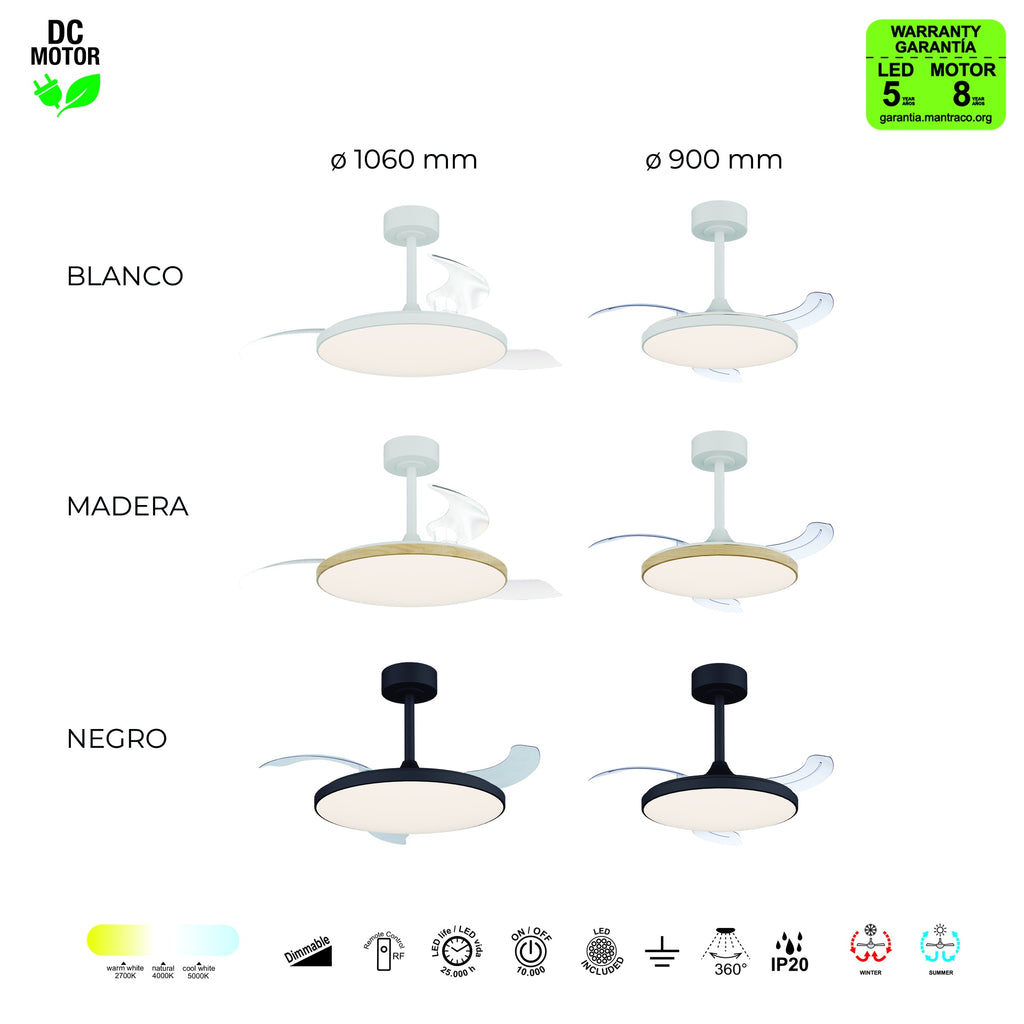 Mantra SLIM FAN LED stropni ventilator 106cm CRNI
