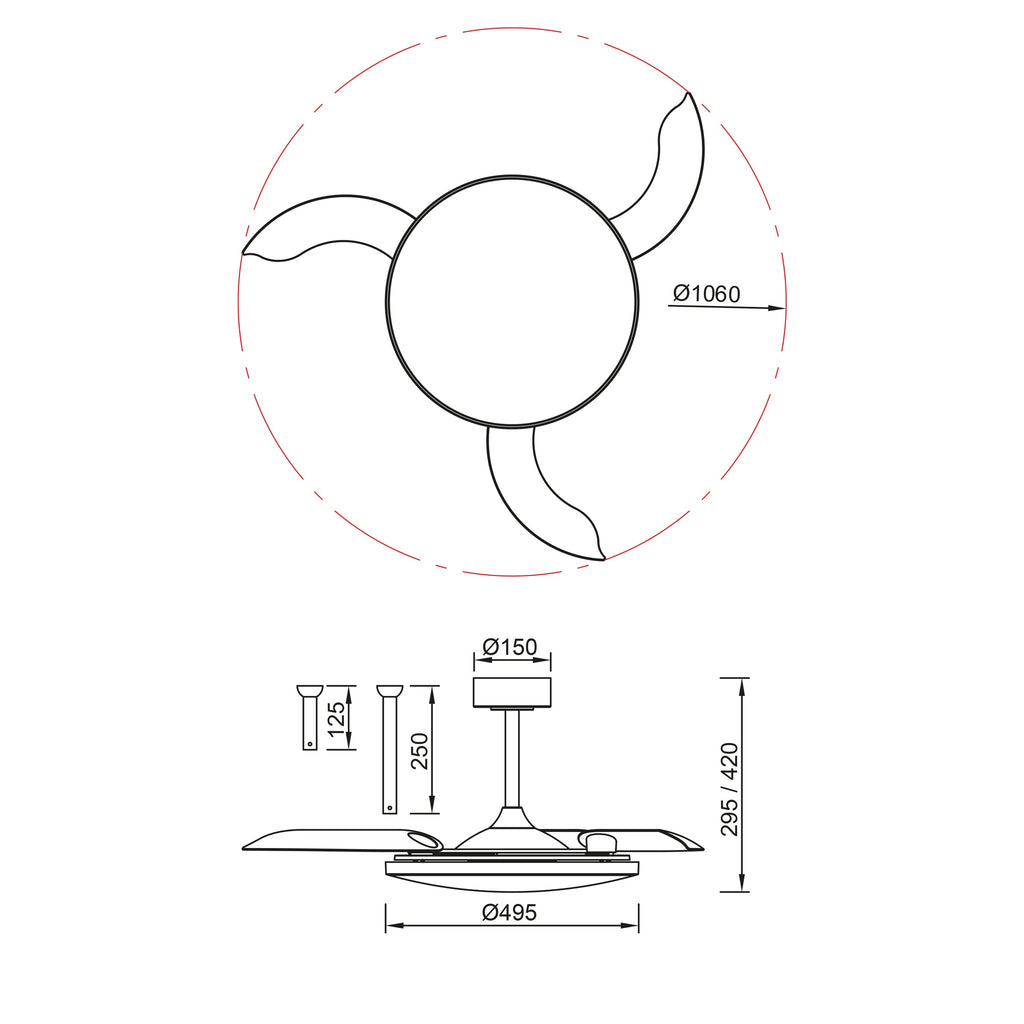 Mantra SLIM FAN LED stropni ventilator 106cm CRNI