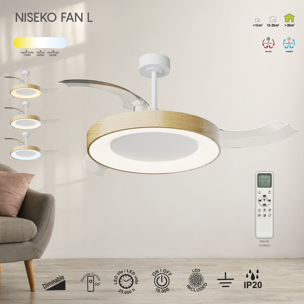 Mantra NISEKO FAN L stropni LED ventilator 132cm DRVO/BIJELA