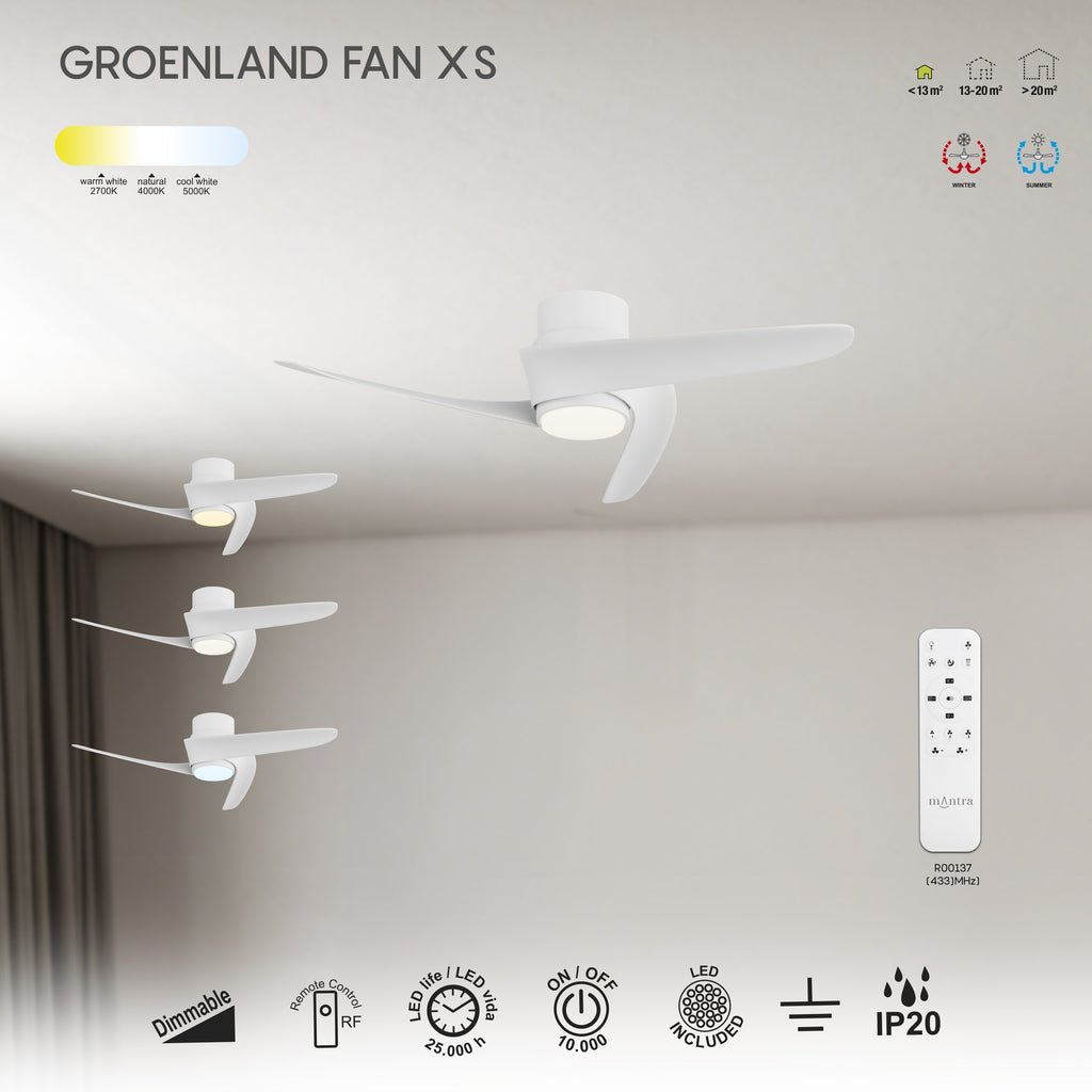 Mantra GROENLAND XS LED stropni ventilator 79,5cm BIJELI