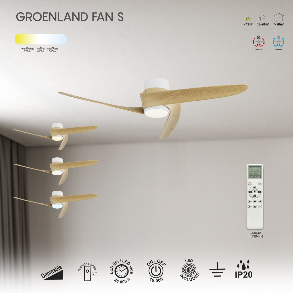 Mantra GROENLAND S PAMETNI LED stropni ventilator 102cm DRVO/BIJELA