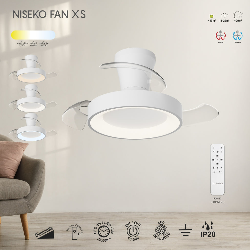 Mantra NISEKO FAN XS stropni LED ventilator 71cm BIJELI