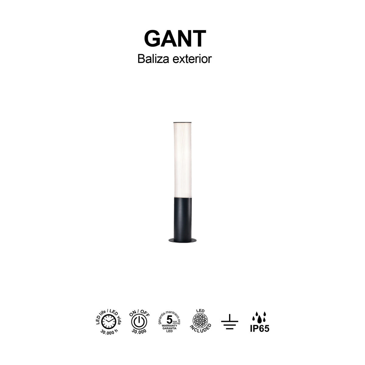 Mantra GANT vanjska podna LED svjetiljka 18W 3000K 65CM IP65 CRNA