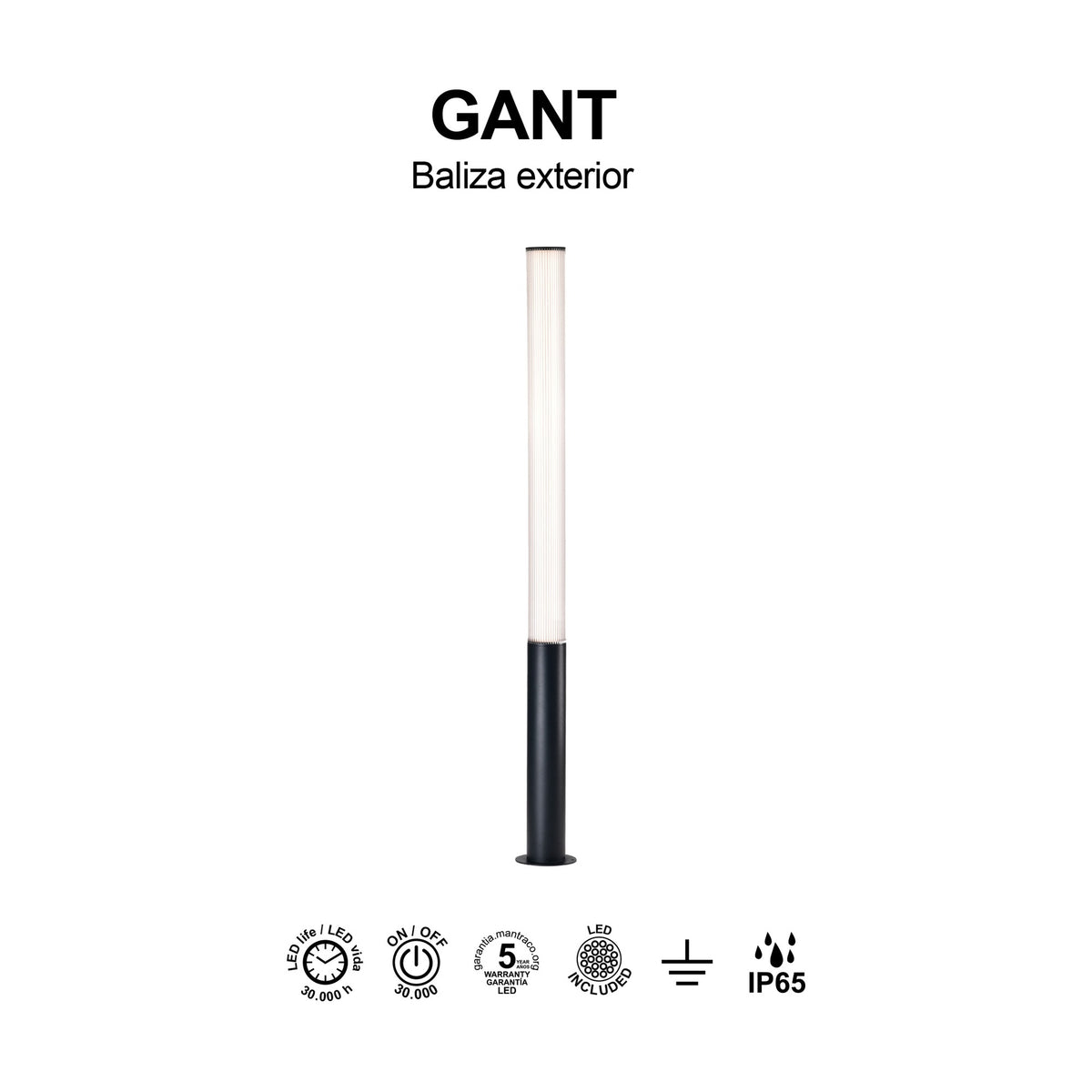 Mantra GANT vanjska podna LED svjetiljka 32W 3000K 155CM IP65 CRNA