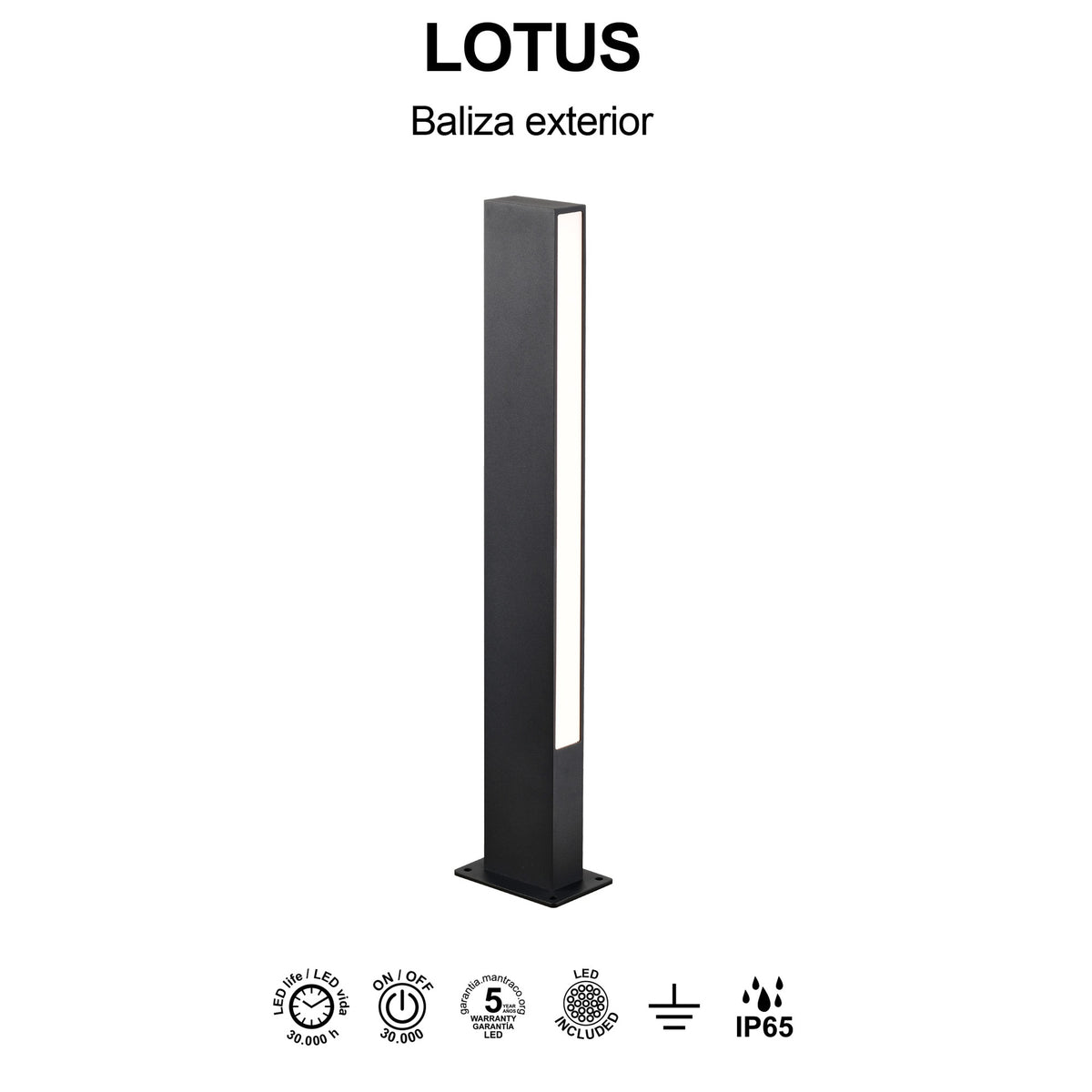 Mantra LOTUS vanjska podna LED svjetiljka 10W 3000K IP65 600MM CRNA