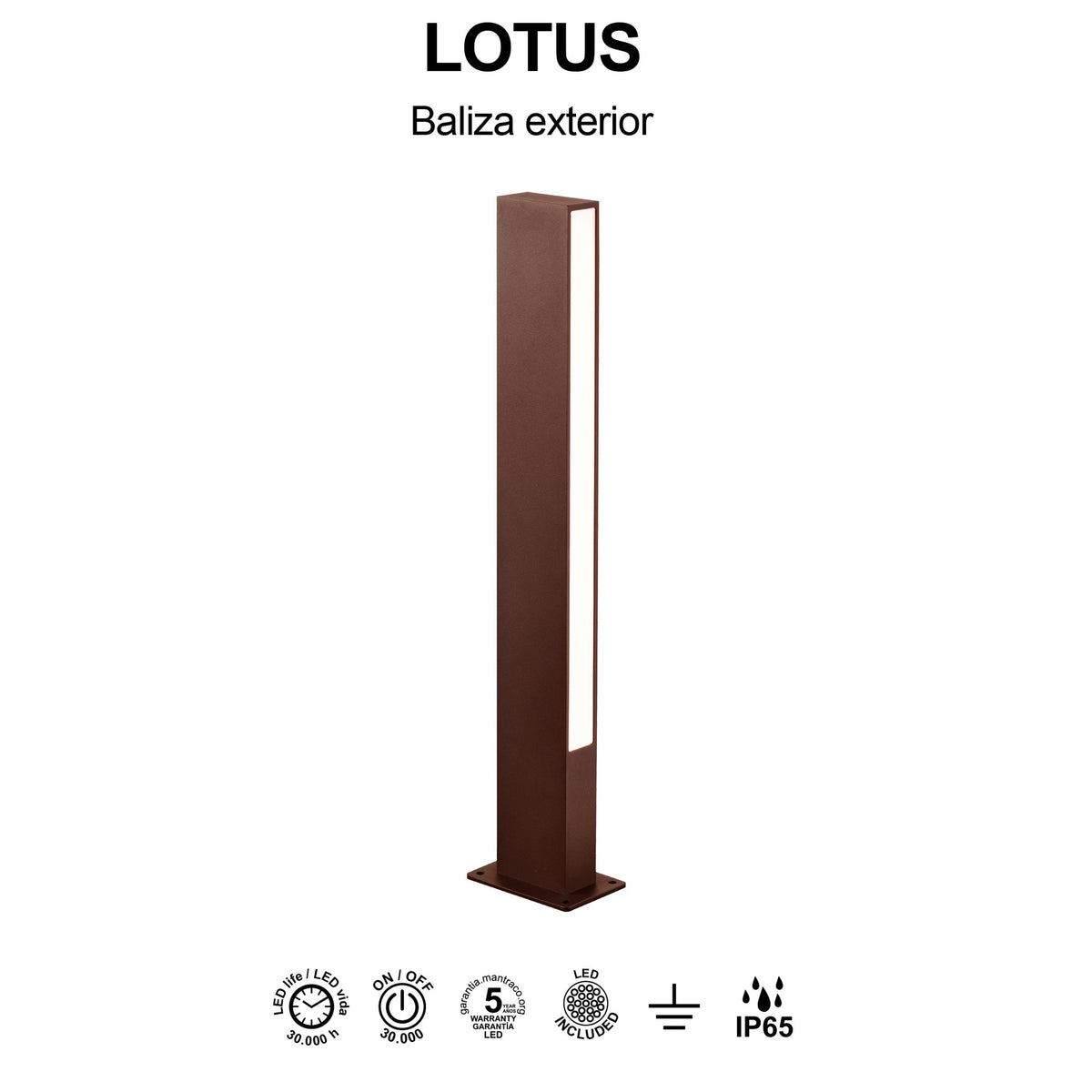Mantra LOTUS vanjska podna LED svjetiljka 10W 3000K IP65 600MM SMEĐA