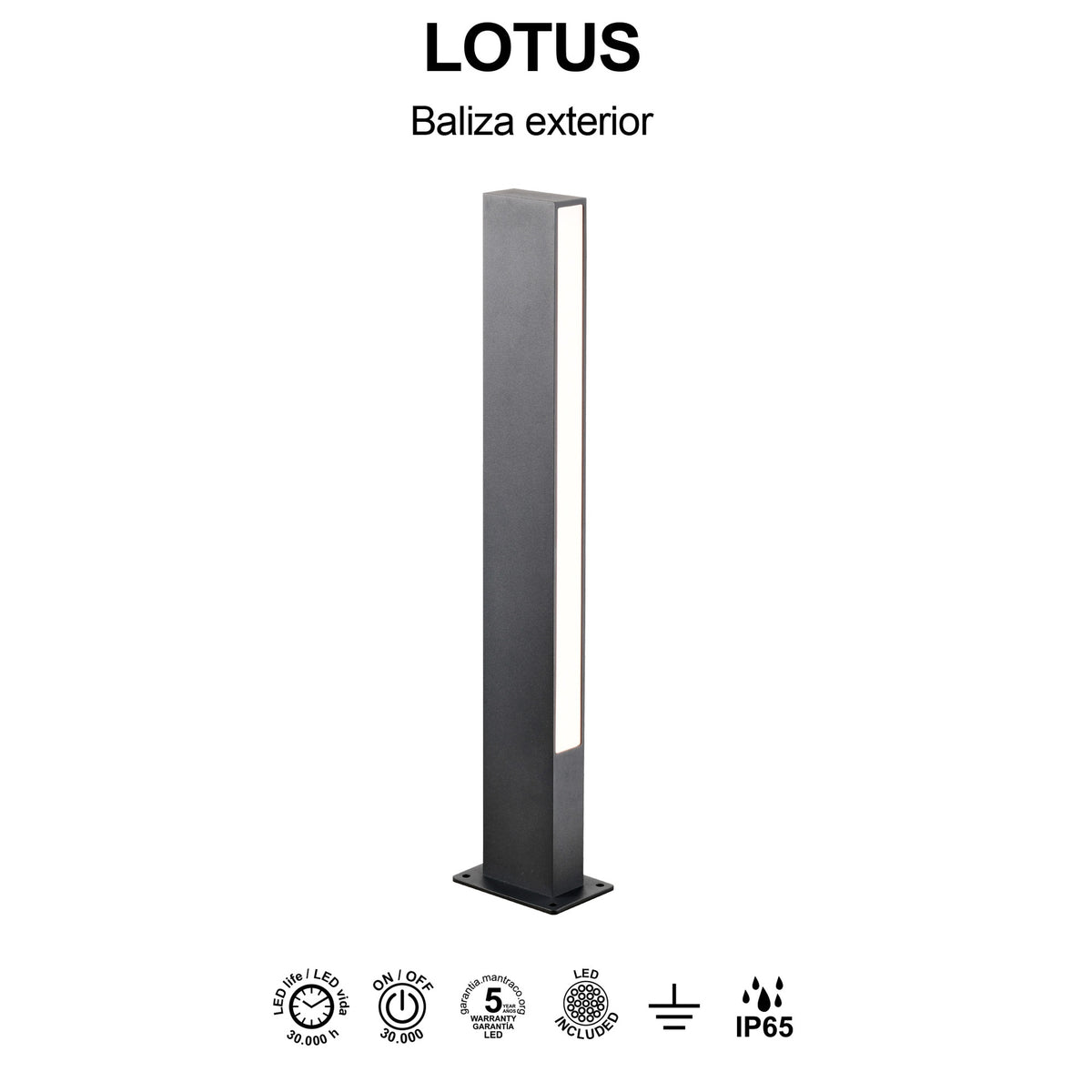 Mantra LOTUS vanjska podna LED svjetiljka 10W 3000K IP65 600MM TAMNO SIVA