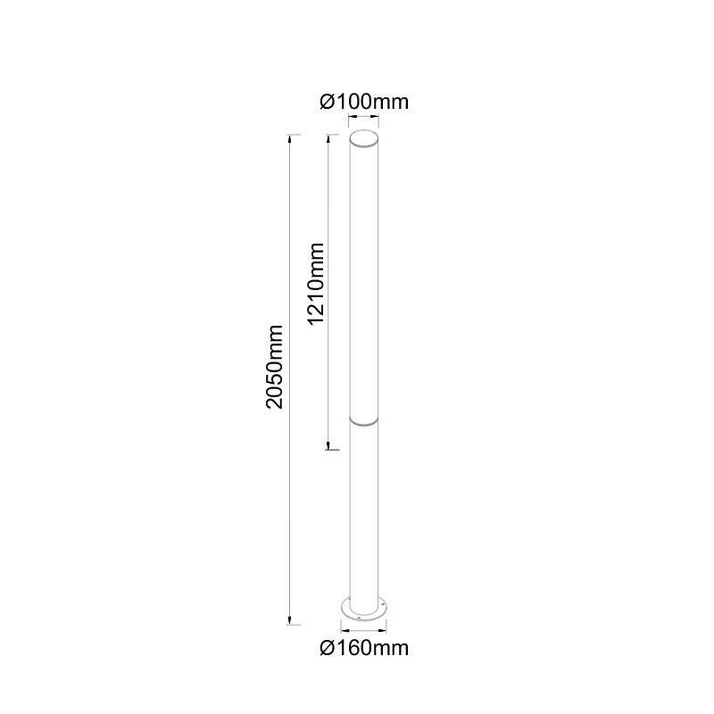 Mantra GANT vanjska podna LED svjetiljka 43W 3000K 205CM IP65 CRNA