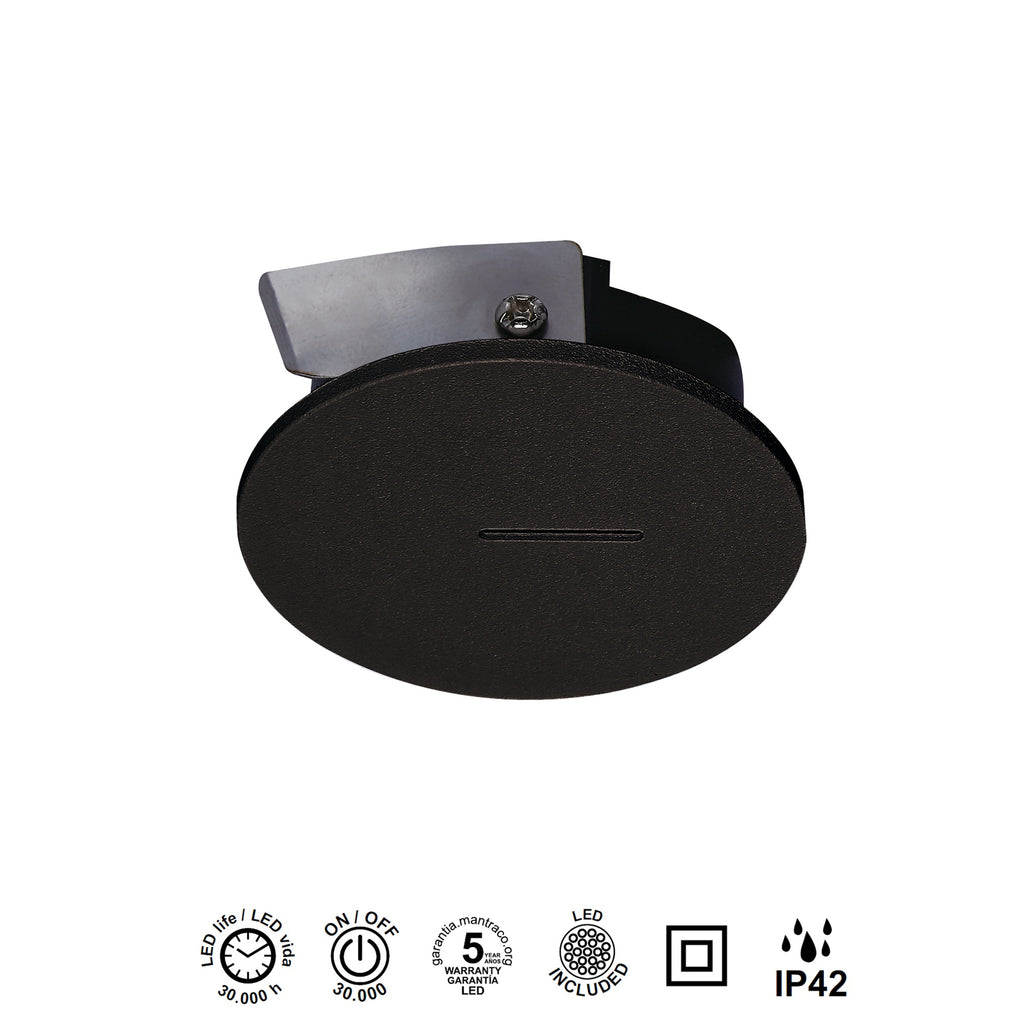 Mantra SOTAVENTO ZIDNA LED SVJETILJKA 3W 3000K IP42 OKRUGLA CRNA