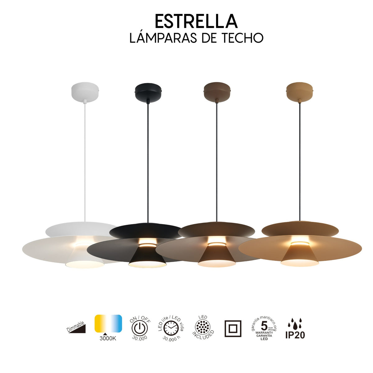 Mantra ESTRELLA DIMABILNA viseća svjetiljka LED 12W 3000K 50CM BIJELA