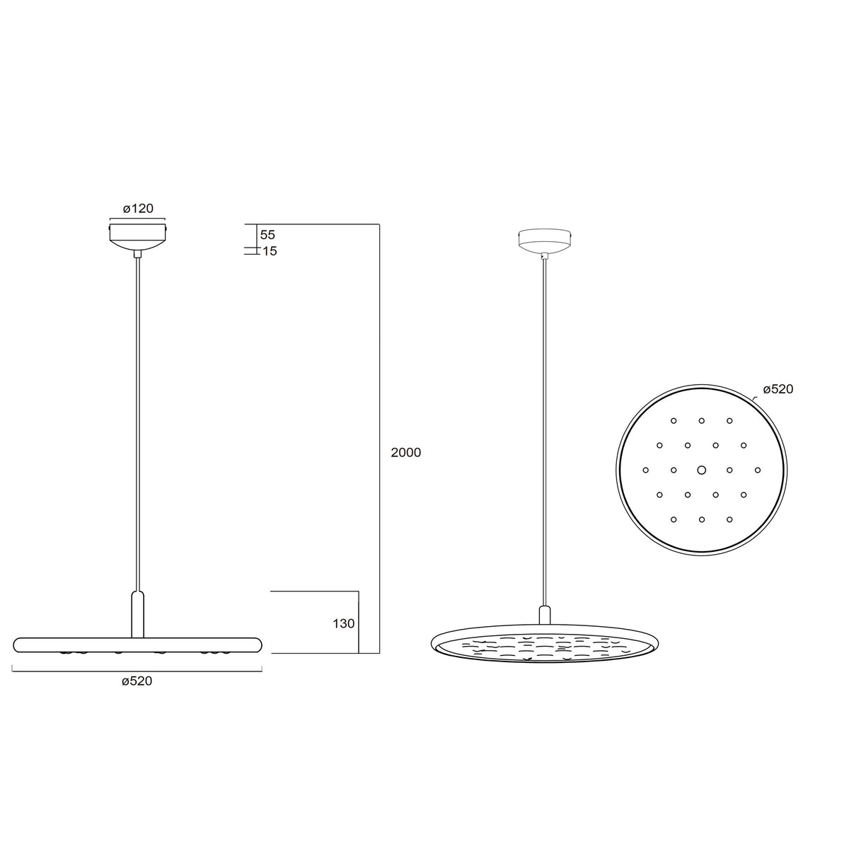 Mantra ACUSTIC DIMABILNA viseća svjetiljka LED 20W 3000K 52CM SMEĐA