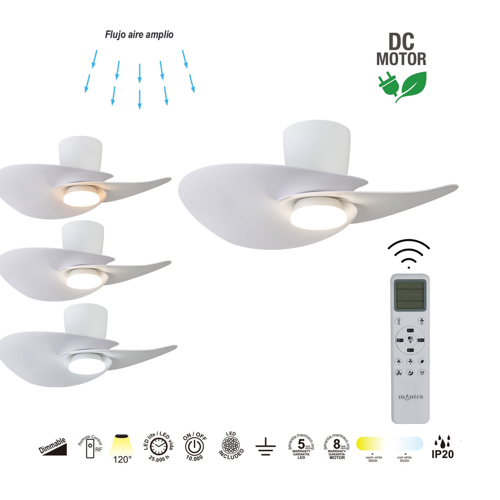 Mantra NENUFAR stropni LED ventilator 74cm BIJELI