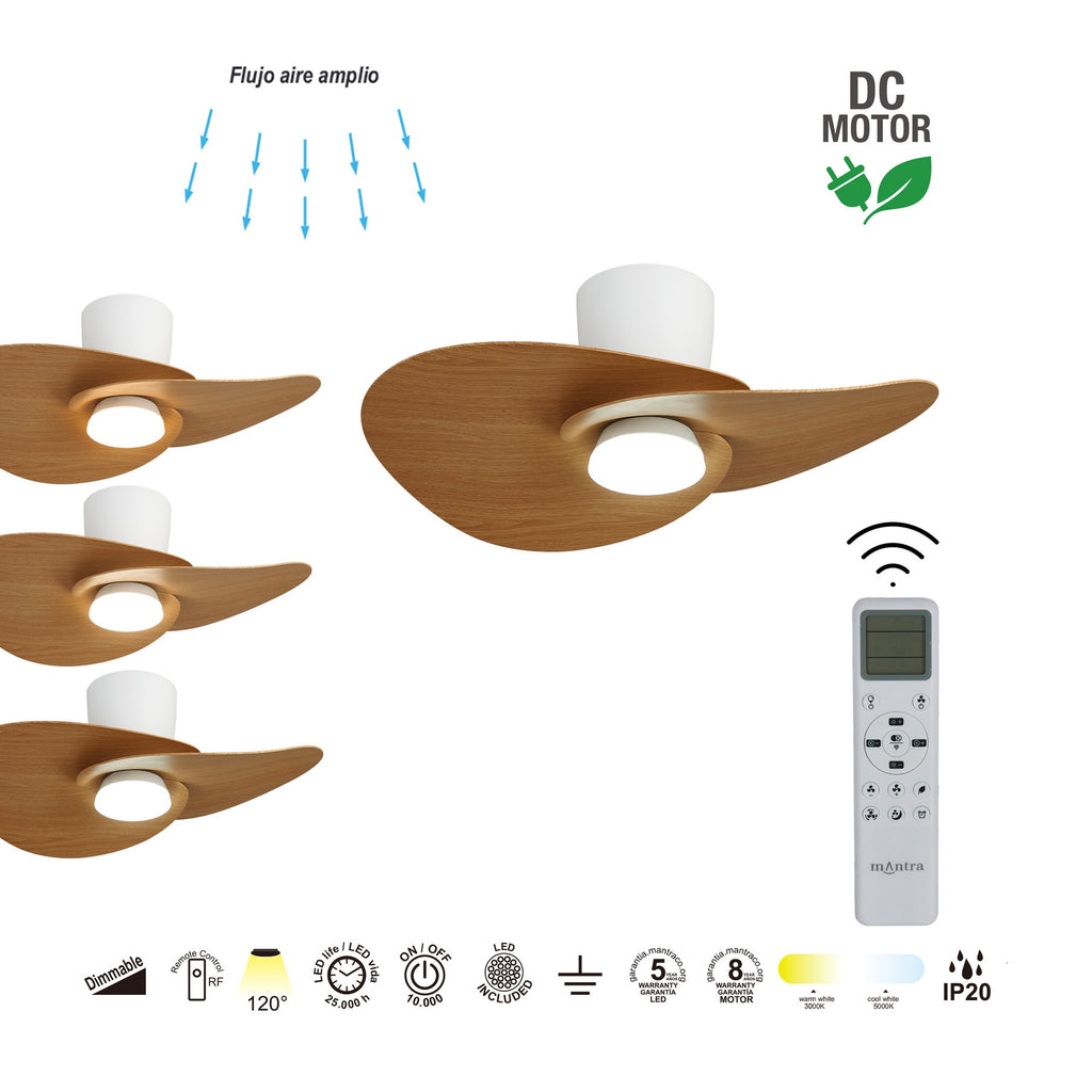 Mantra NENUFAR stropni LED ventilator 74cm DRVO/BIJELA