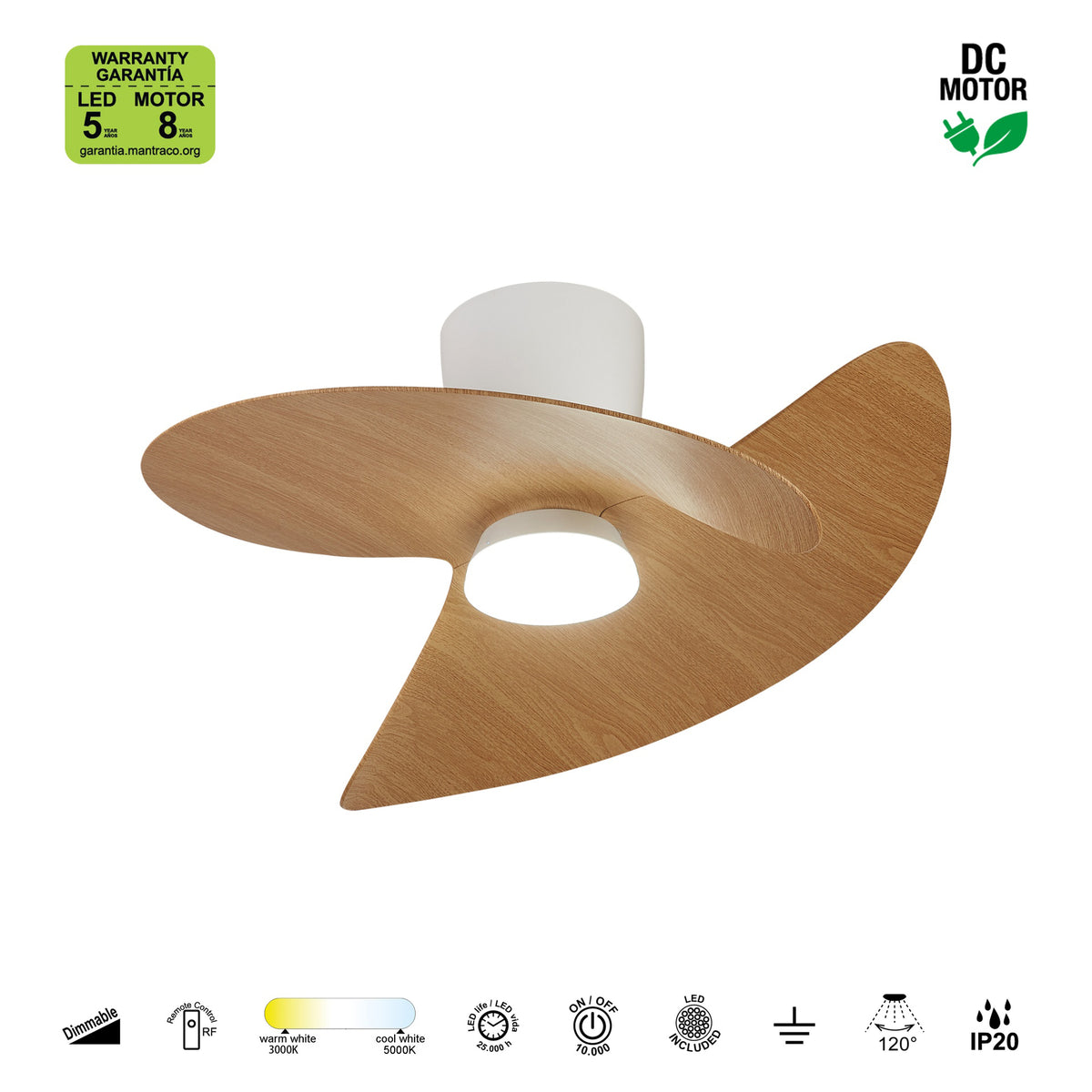 Mantra ONA stropni LED ventilator 70cm DRVO/BIJELA