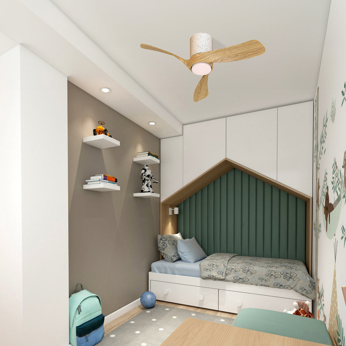 Mantra NEMO II XS stropni LED ventilator 72cm DRVO/BIJELA KERAMIKA