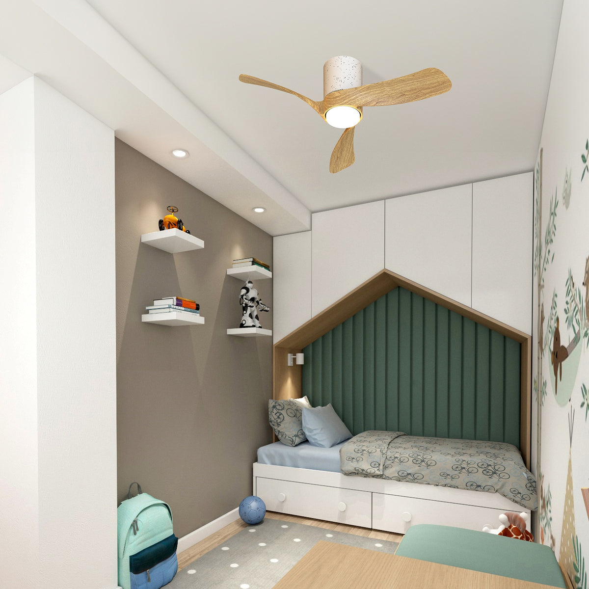 Mantra NEMO II XS stropni LED ventilator 72cm DRVO/BIJELA KERAMIKA