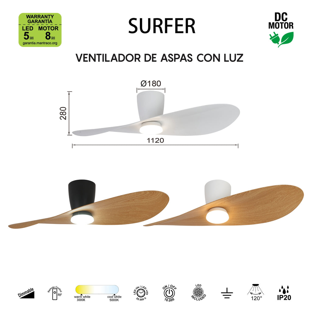 Mantra SURFER stropni LED ventilator 112cm BIJELA