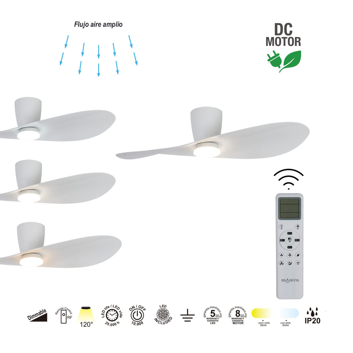 Mantra SURFER stropni LED ventilator 112cm BIJELA