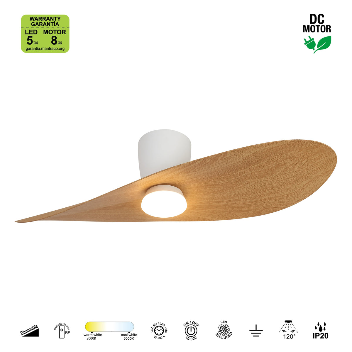 Mantra SURFER stropni LED ventilator 112cm DRVO/BIJELA
