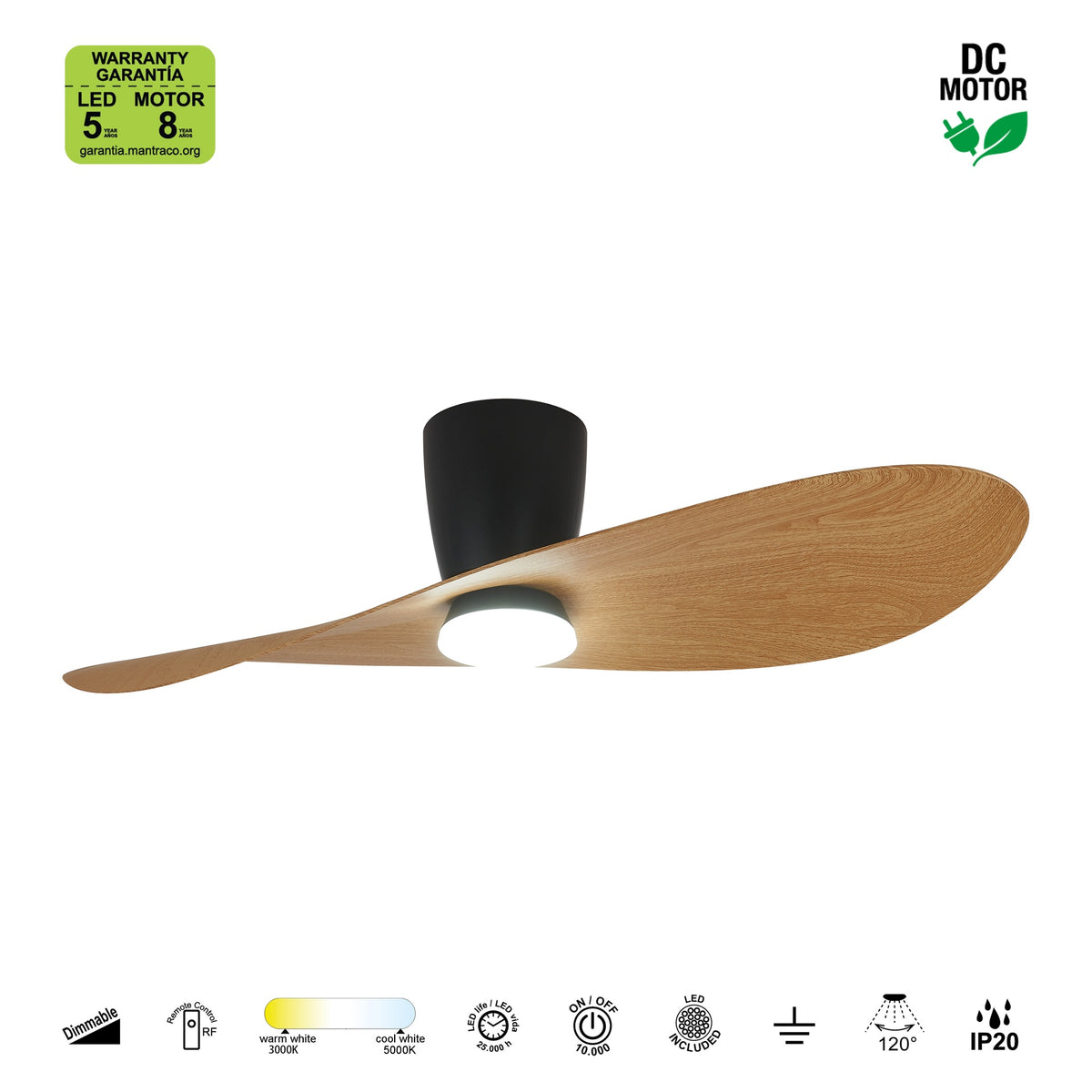 Mantra SURFER stropni LED ventilator 112cm DRVO/CRNA