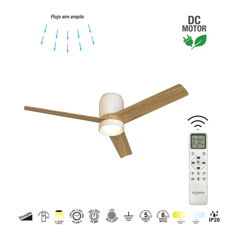 Mantra CERAMICA L PAMETNI LED stropni ventilator 122cm BIJELA KERAMIKA/DRVO