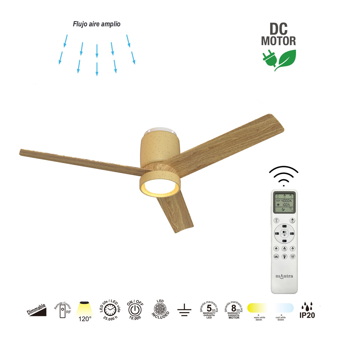 Mantra CERAMICA L PAMETNI LED stropni ventilator 122cm BEŽ KERAMIKA/DRVO