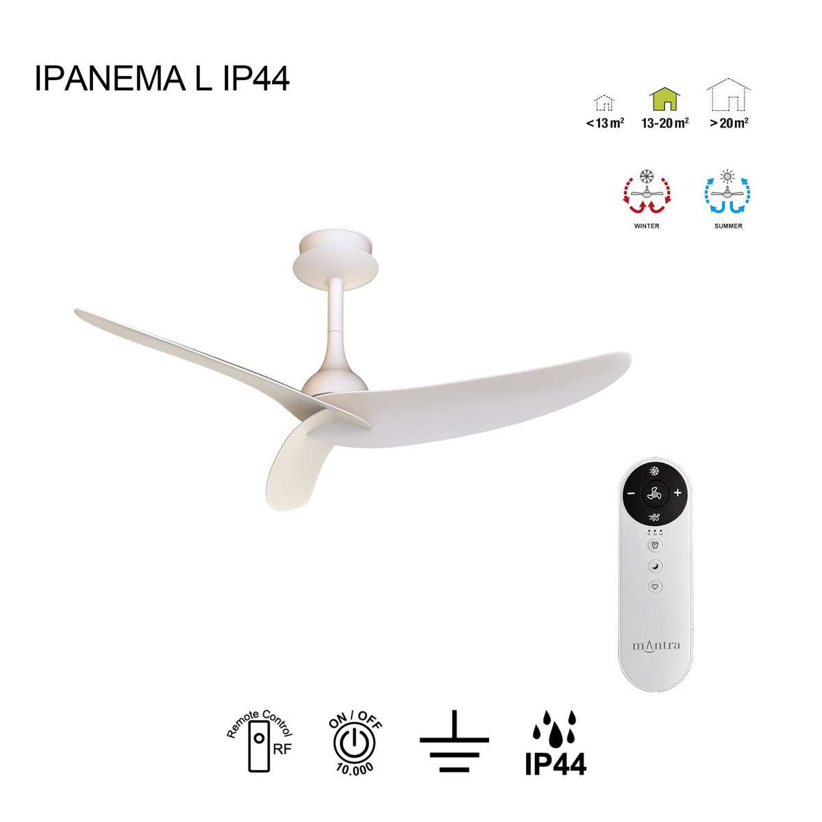Mantra IPANEMA L stropni ventilator 117cm IP44 BIJELI