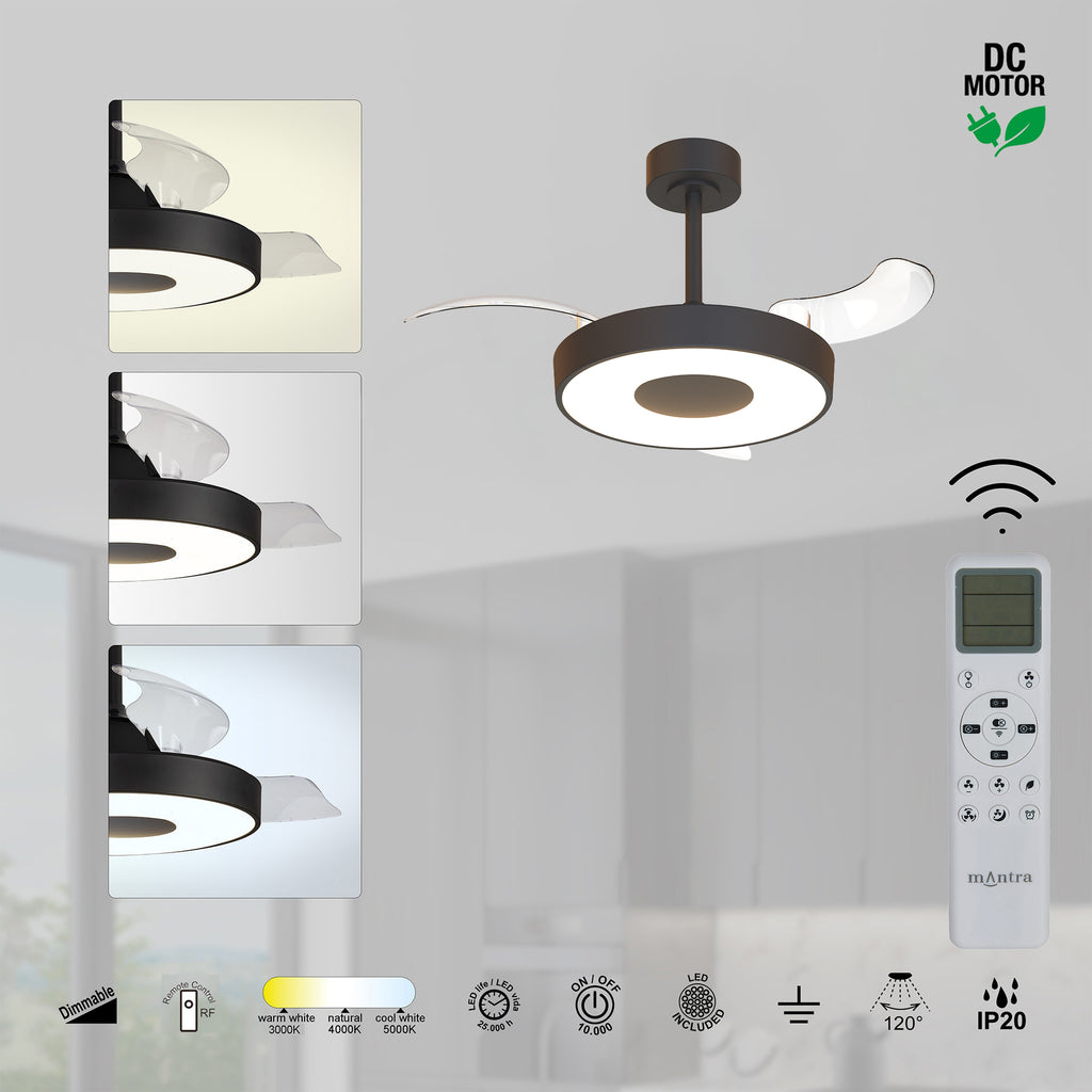 Mantra COIN FAN S PAMETNI LED stropni ventilator 91cm CRNI