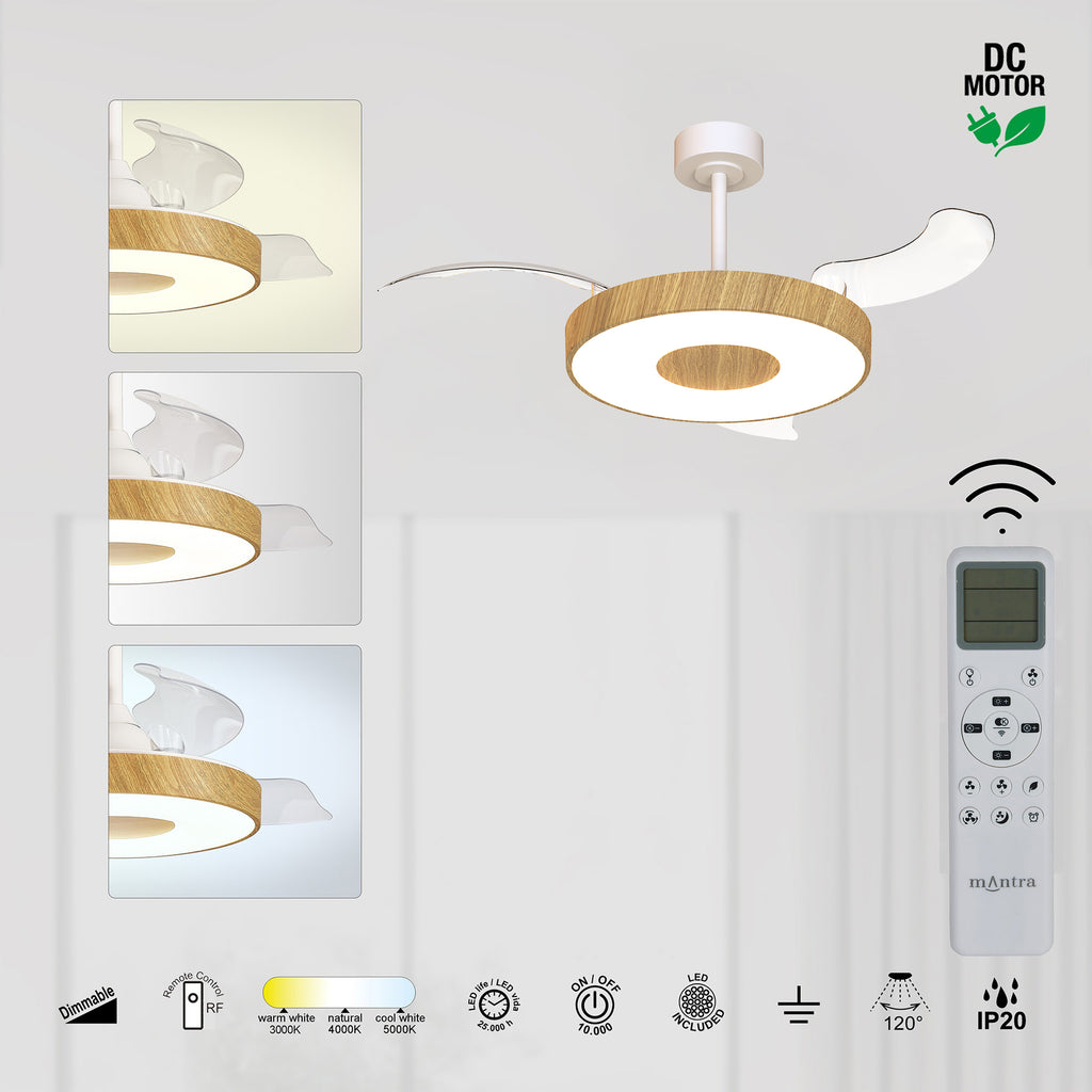Mantra COIN FAN M PAMETNI LED stropni ventilator 106cm DRVO/BIJELA