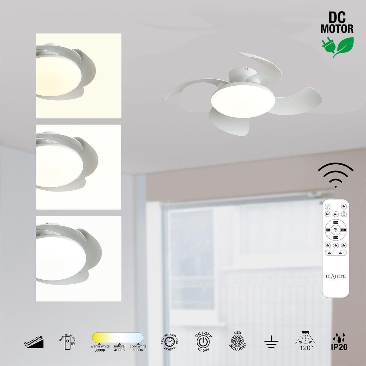 Mantra ALOHA II stropni LED ventilator 83cm BIJELI