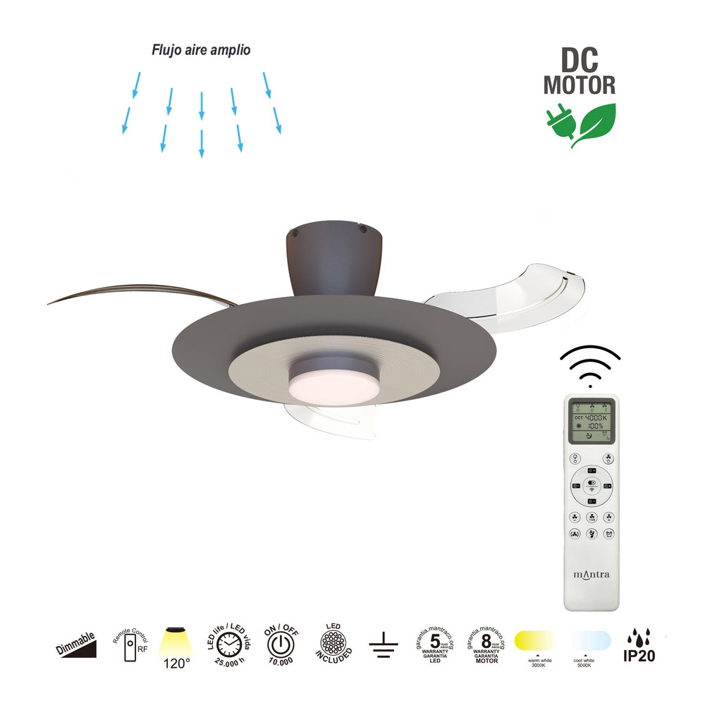 Mantra KYOTO stropni LED ventilator s uvlačivim krilima 50/106cm SMEĐI