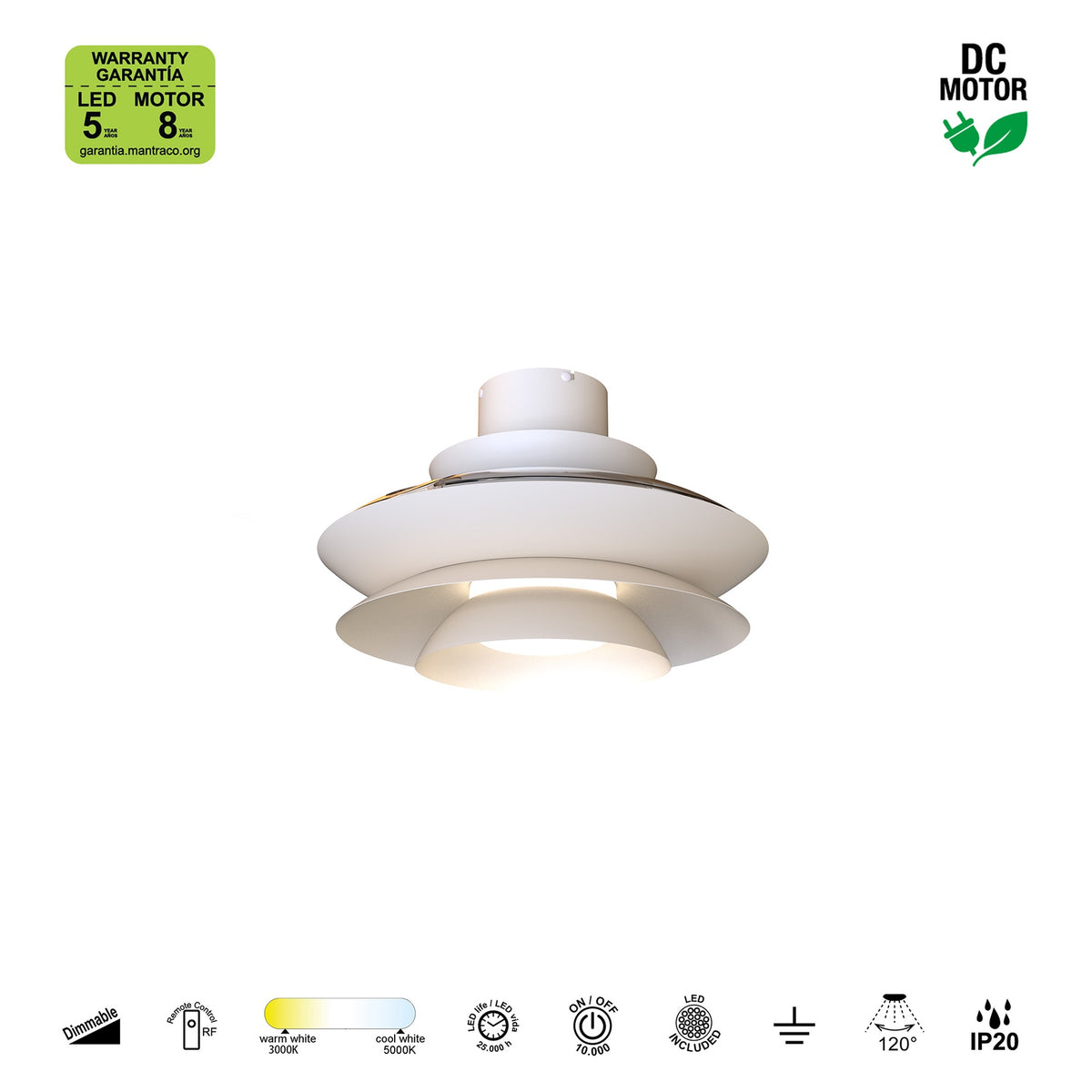 Mantra ACONCAGUA stropni LED ventilator 106cm BIJELI