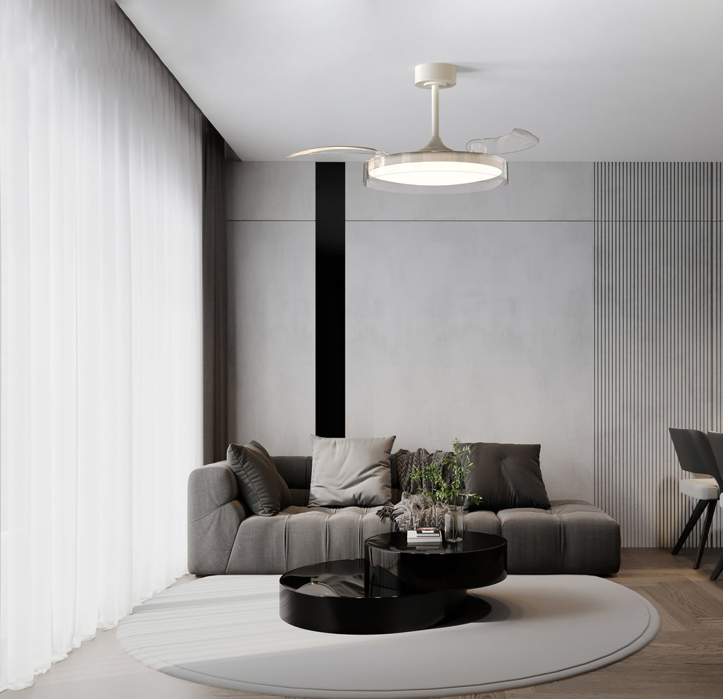 Mantra GLASS FAN M stropni LED ventilator 106cm PROZIRNA/BIJELA