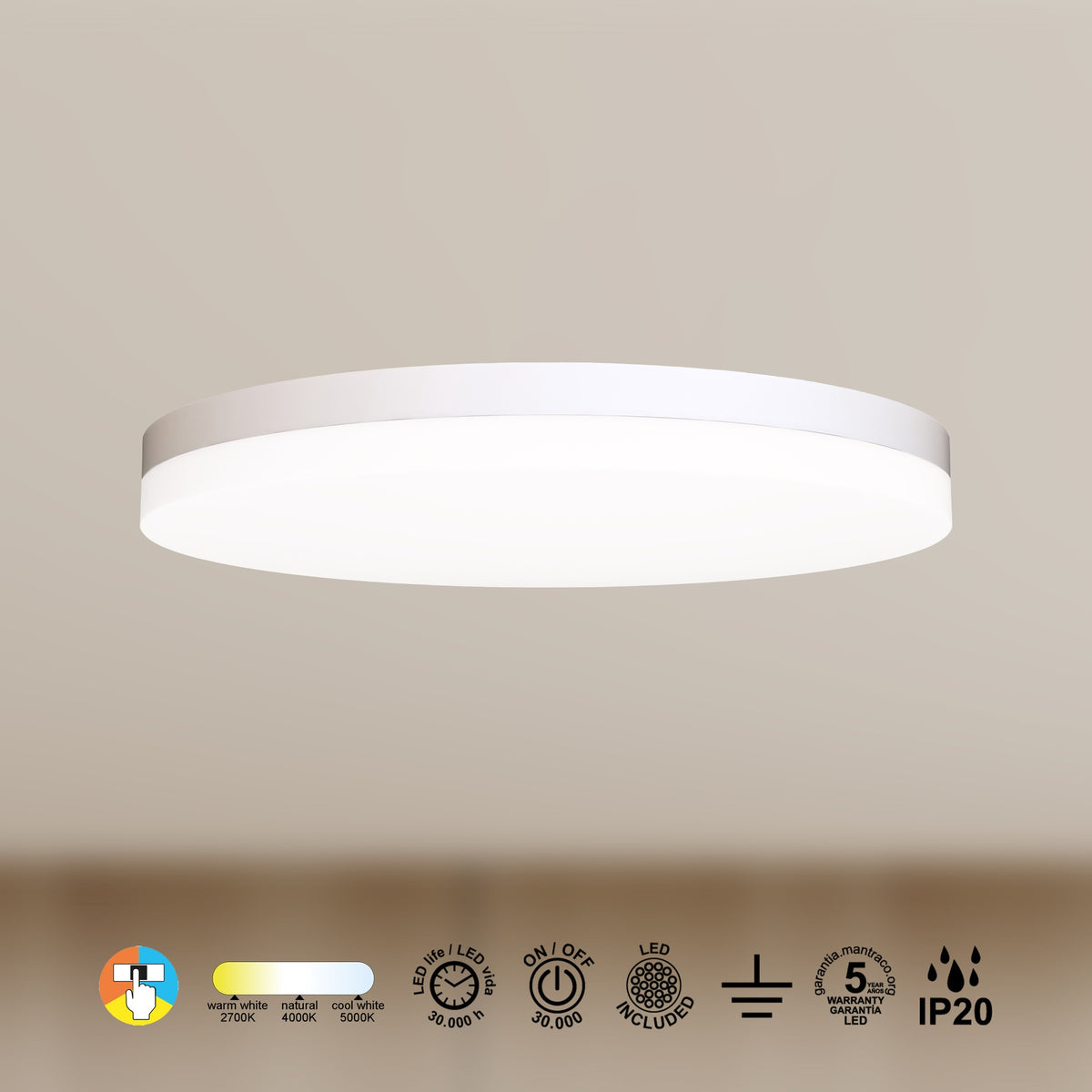 Mantra TURIN CCT II DIMABILNA stropna svjetiljka LED 32W 49CM CCT BIJELA