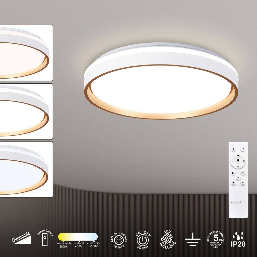 Mantra VERONA II OKRUGLA LED STROPNA SVJETILJKA ZLATNA 55W - 50 CM - DALJINSKI UPRAVLJAČ
