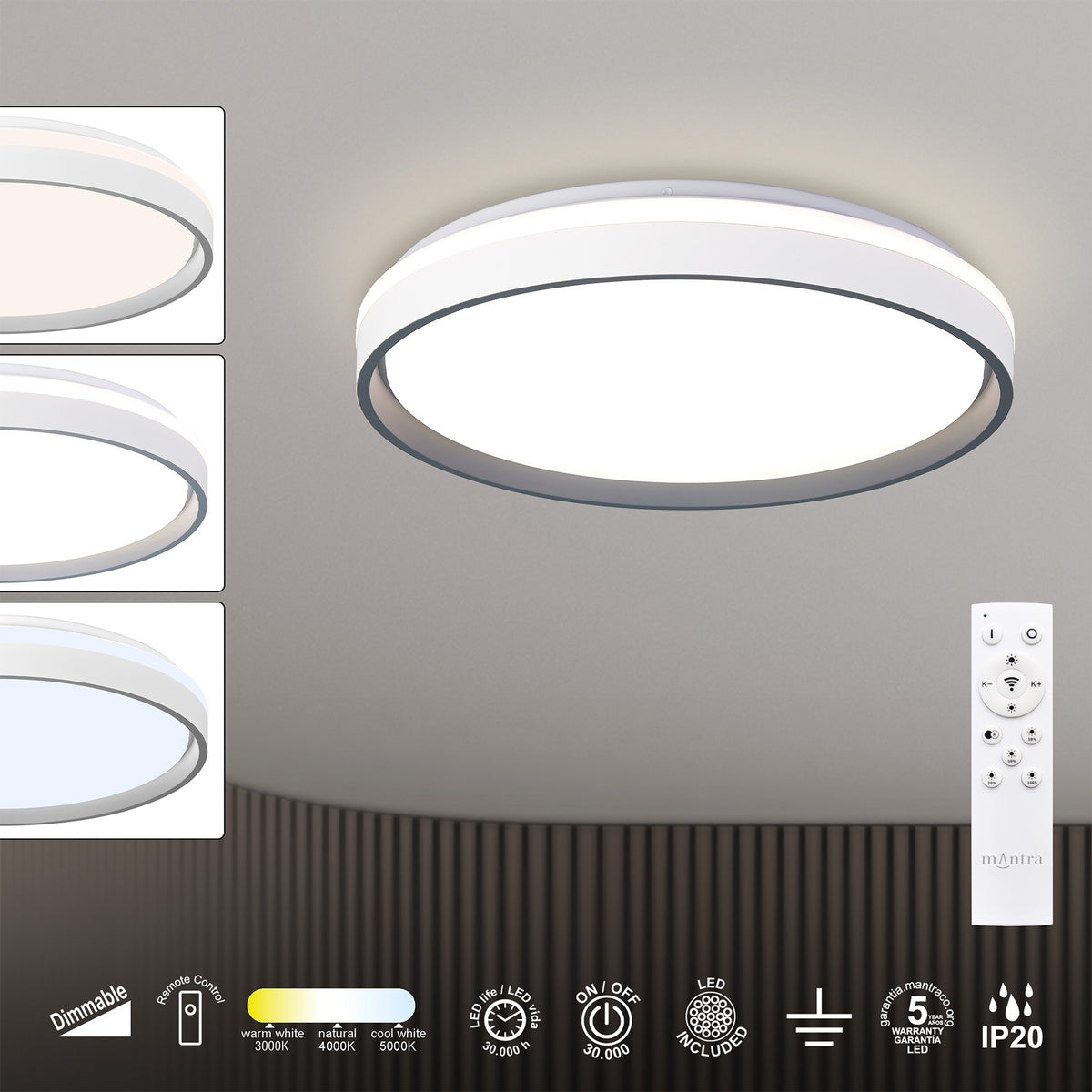 Mantra VERONA II OKRUGLA LED STROPNA SVJETILJKA SIVA 40W - 40 CM - DALJINSKI UPRAVLJAČ