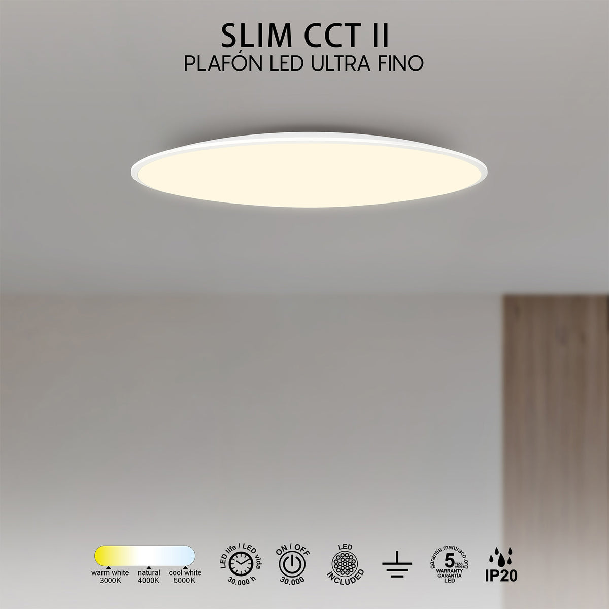 Mantra SLIM CCT II DIMABILNA stropna svjetiljka LED 36W 46CM CCT BIJELA