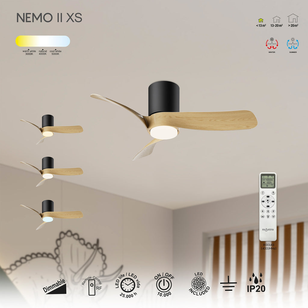 Mantra NEMO II XS stropni LED ventilator 72cm DRVO/CRNA
