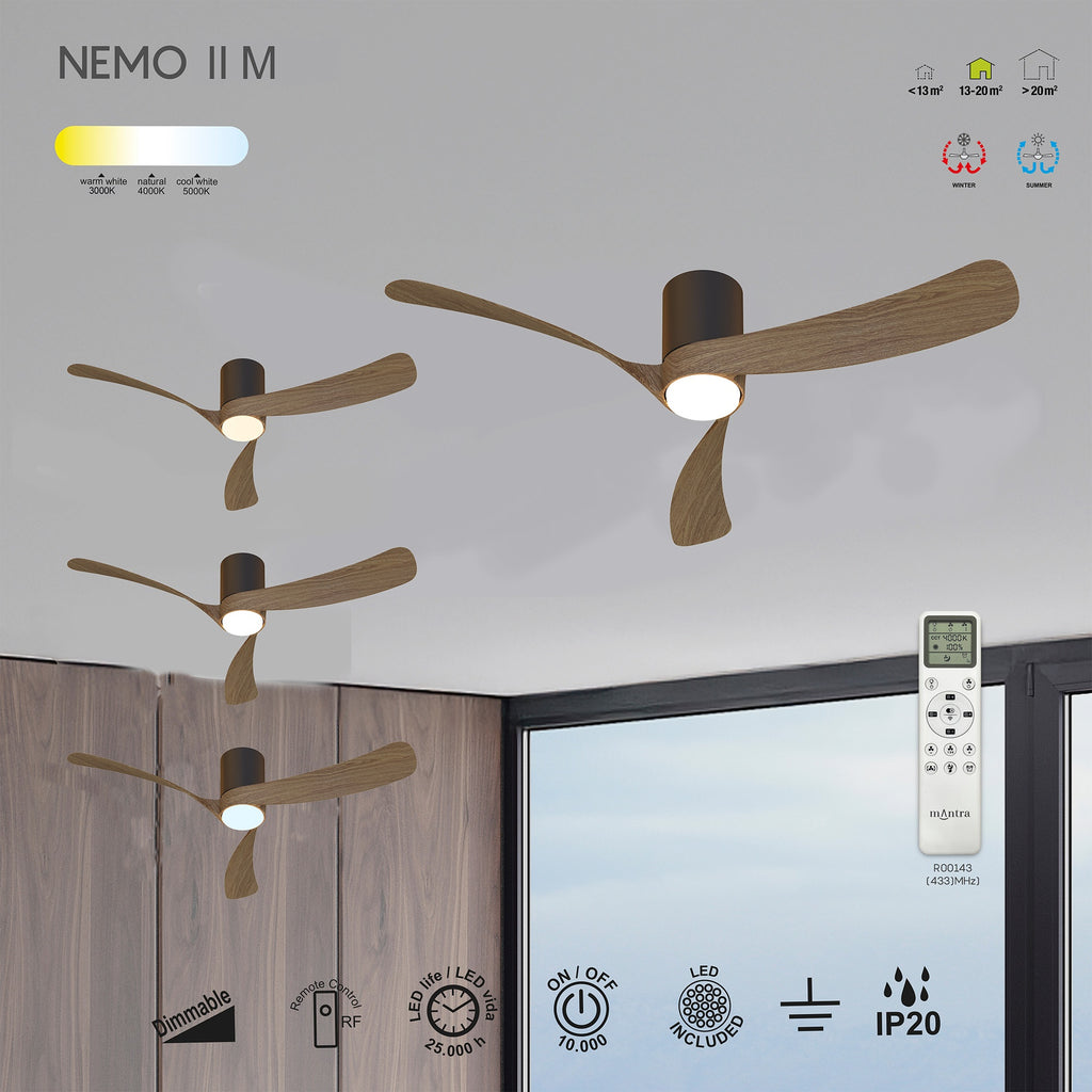 Mantra NEMO II M stropni LED ventilator 122cm ORAH/CRNA