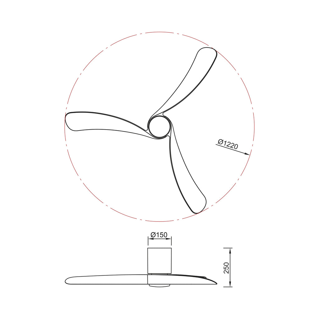 Mantra NEMO II M stropni LED ventilator 122cm ORAH/CRNA