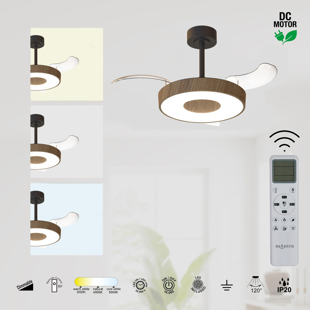 Mantra COIN FAN S PAMETNI LED stropni ventilator 91cm ORAH/CRNA