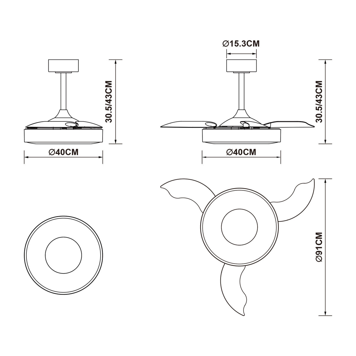 Mantra COIN FAN S PAMETNI LED stropni ventilator 91cm ORAH/CRNA