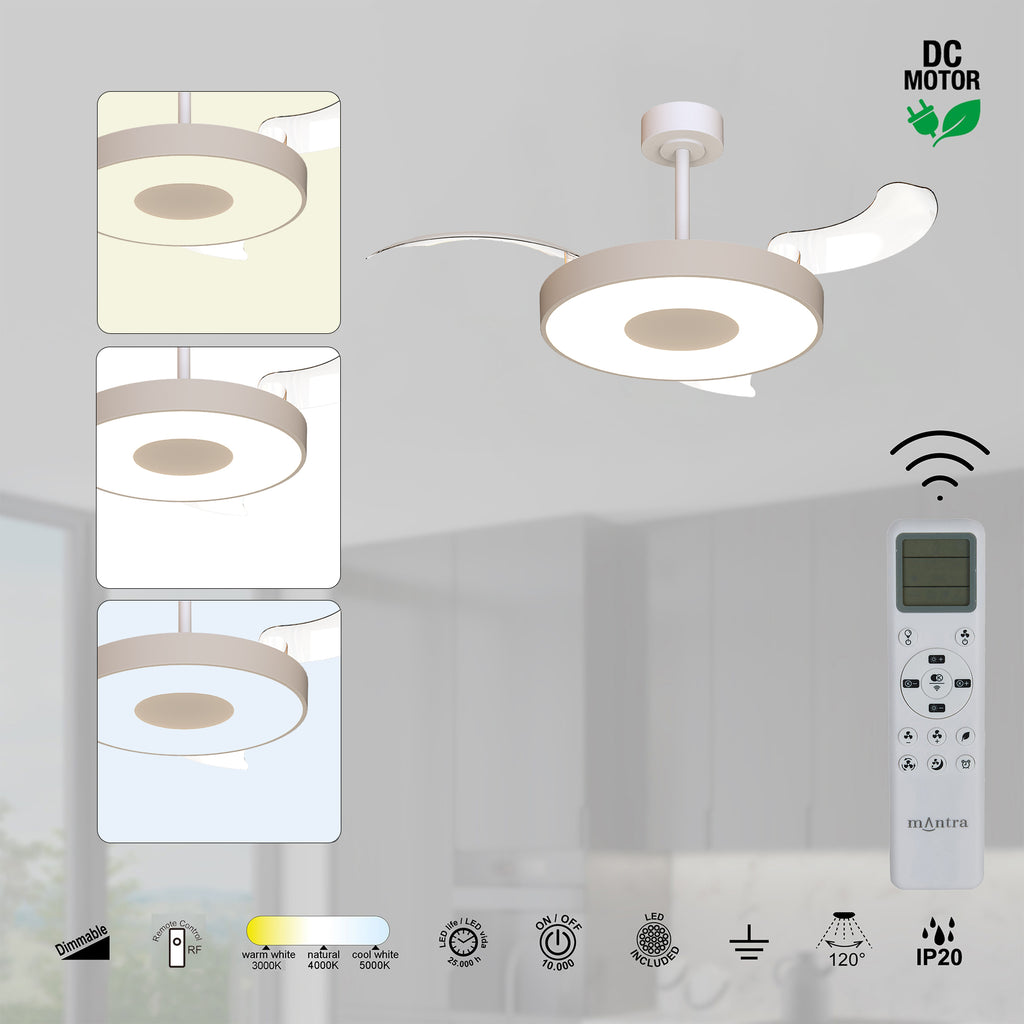 Mantra COIN FAN M PAMETNI LED stropni ventilator 106cm BEŽ